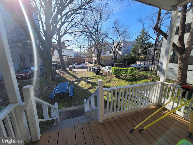 wooden deck with covered porch