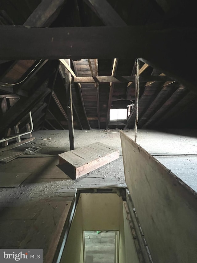 view of unfinished attic