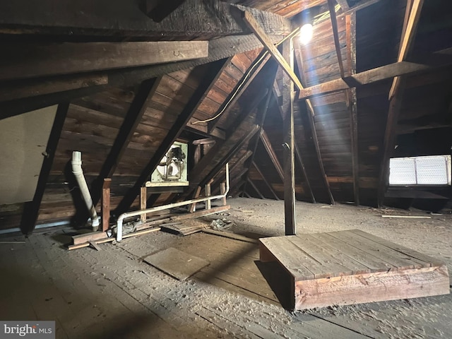 view of unfinished attic