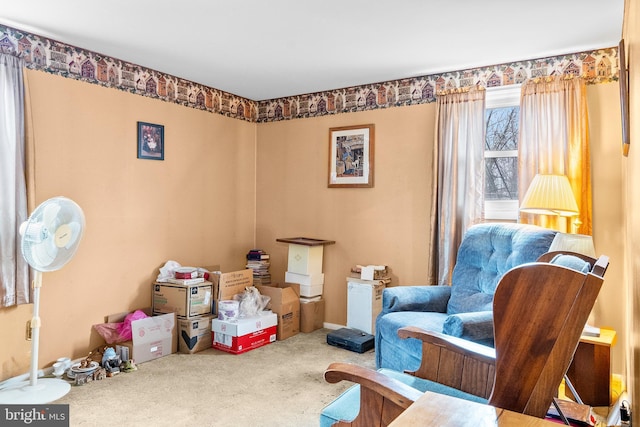 sitting room featuring carpet