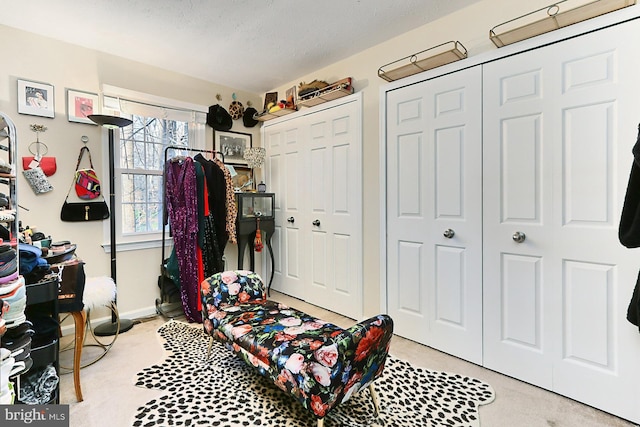 interior space with a textured ceiling