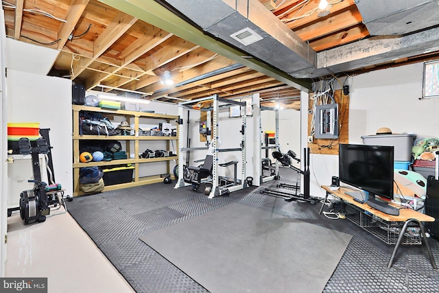 exercise area with electric panel