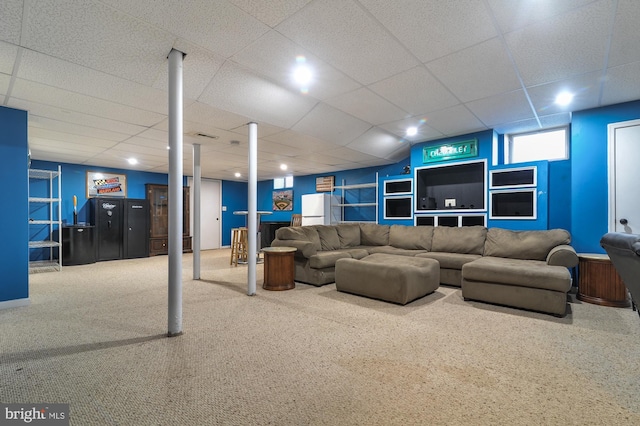 143 Mayor Ln, Felton, DE 19943 - living area with carpet and a paneled ceiling