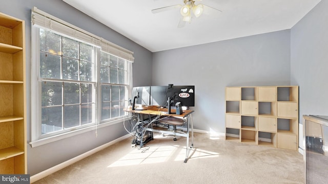 143 Mayor Ln, Felton, DE 19943 - carpeted office space with a ceiling fan and baseboards