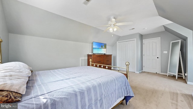 143 Mayor Ln, Felton, DE 19943 - carpeted bedroom featuring lofted ceiling, ceiling fan, and a closet
