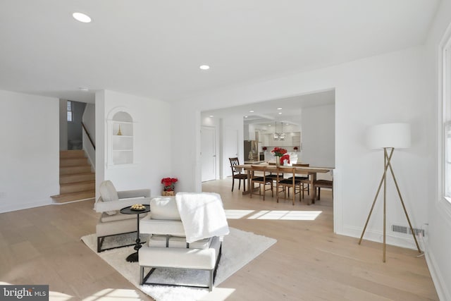 living room featuring light hardwood / wood-style flooring