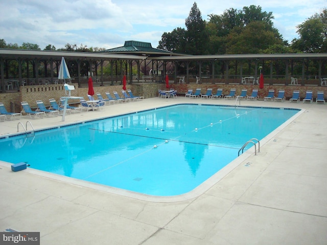 view of pool featuring a patio