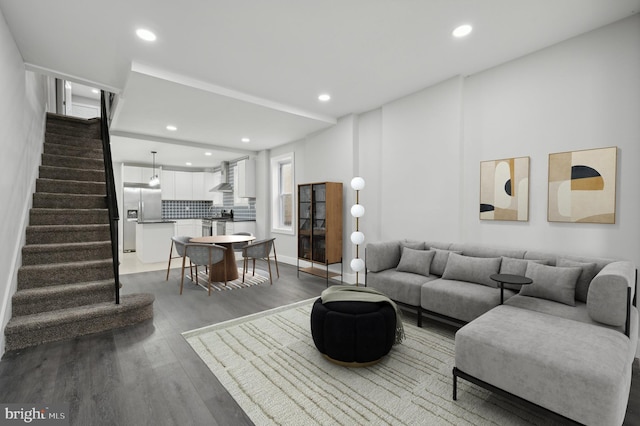 living room with wood-type flooring