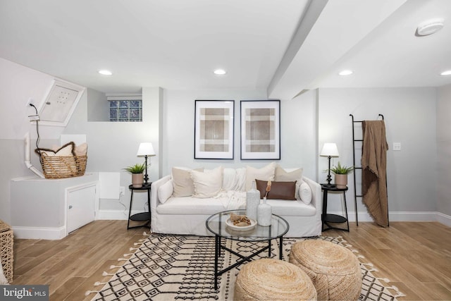 living room featuring light wood-type flooring