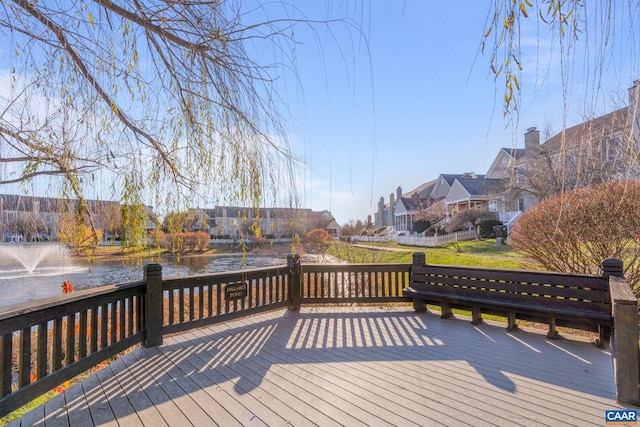 deck with a water view