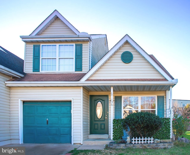 view of front of house with a garage