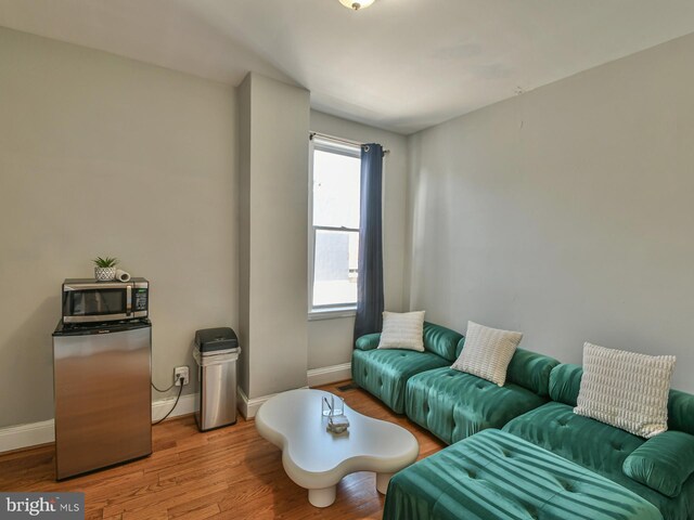 living room featuring light wood-type flooring