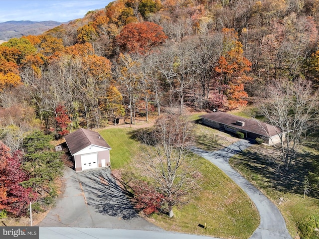 bird's eye view featuring a mountain view