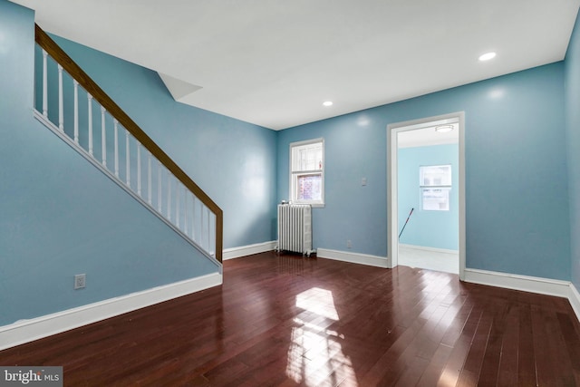 entryway featuring radiator and dark hardwood / wood-style floors