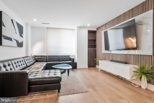 living room featuring light hardwood / wood-style flooring