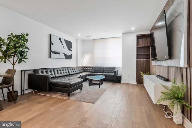 living room with light hardwood / wood-style floors