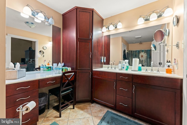 bathroom featuring vanity and tile patterned floors