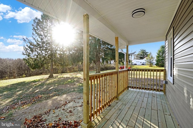 deck featuring a porch