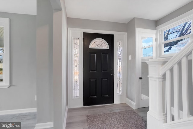 foyer featuring light wood-type flooring