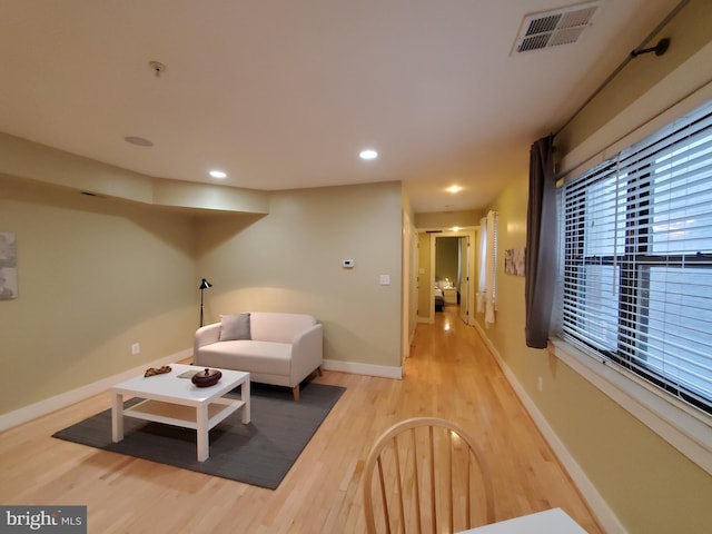 living room with hardwood / wood-style floors