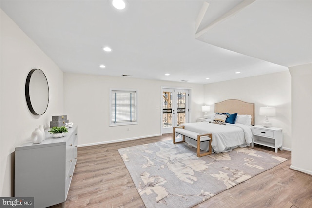 bedroom with light hardwood / wood-style flooring