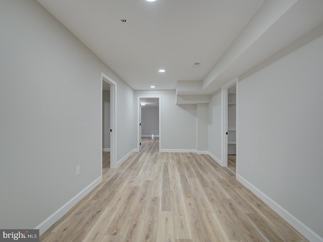 hall featuring light hardwood / wood-style flooring