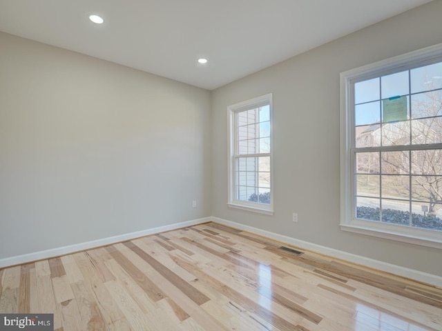 unfurnished room featuring light wood-type flooring and a wealth of natural light