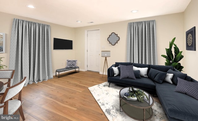 living room with wood-type flooring