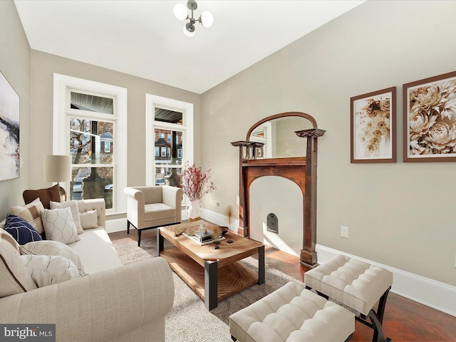 sitting room with parquet flooring