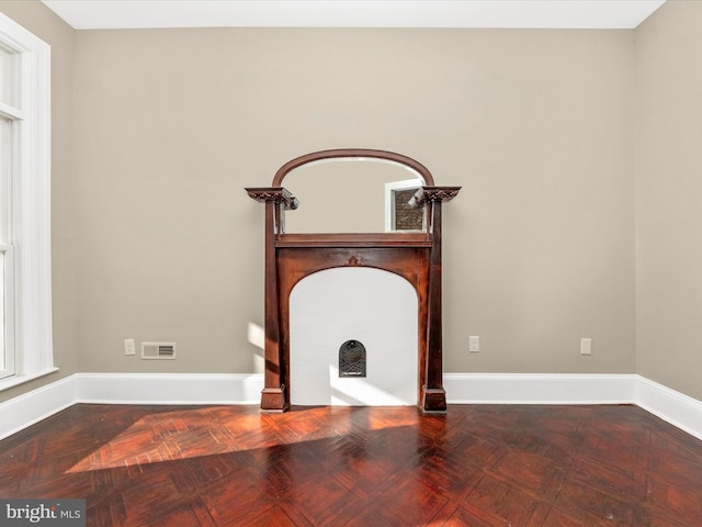 interior space with parquet floors