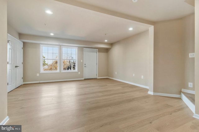 unfurnished room featuring light hardwood / wood-style floors