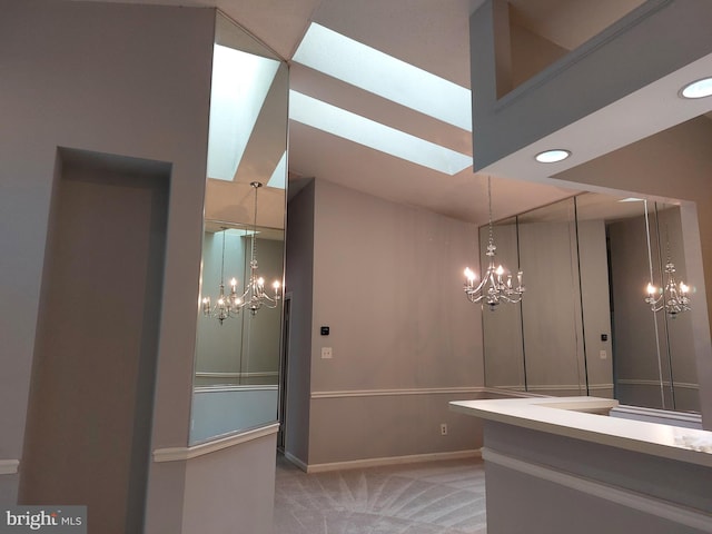 bathroom with a skylight