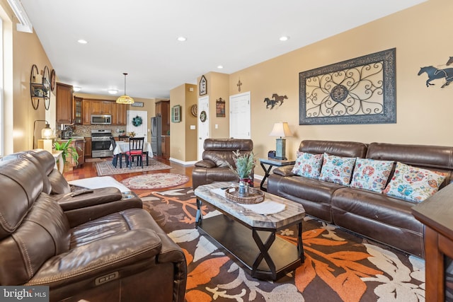 living room featuring wood-type flooring