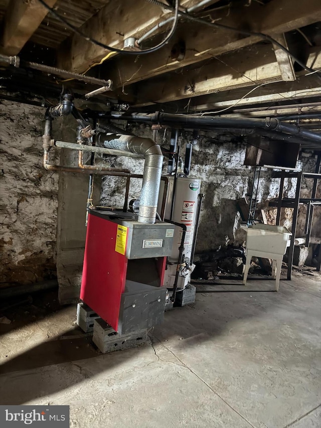 utility room with water heater