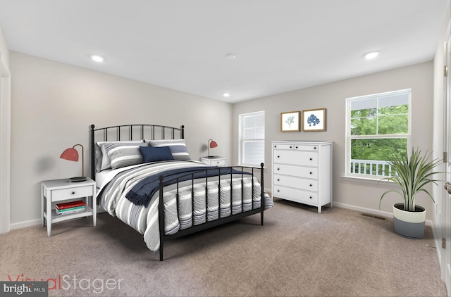 bedroom featuring carpet