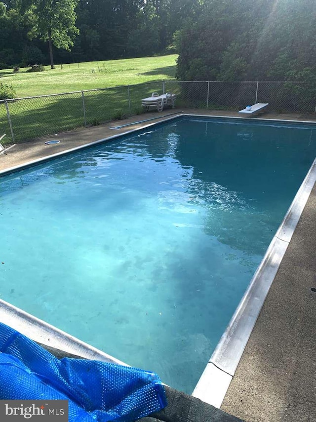 view of pool with a diving board