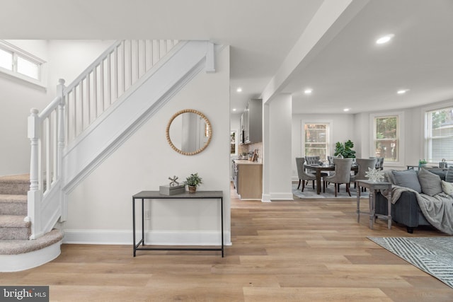 foyer featuring light wood-type flooring