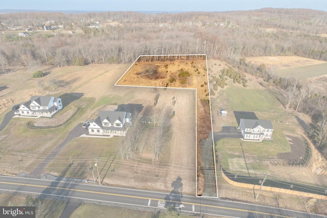 aerial view featuring a rural view