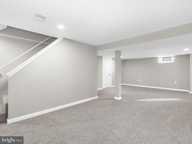 basement with carpet