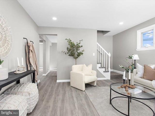 living room featuring light wood-type flooring