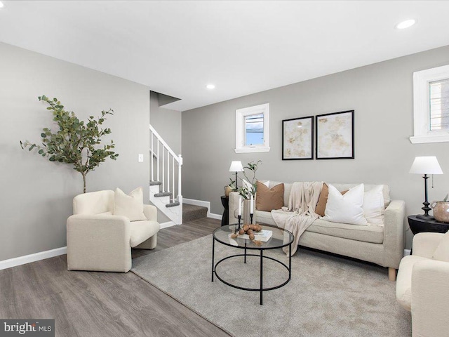 living room with wood-type flooring