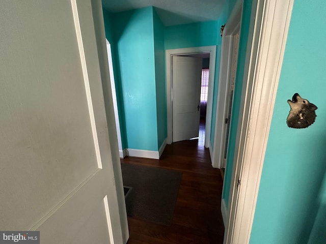 hall featuring dark wood-type flooring