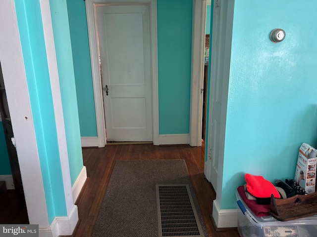 hall featuring dark hardwood / wood-style flooring