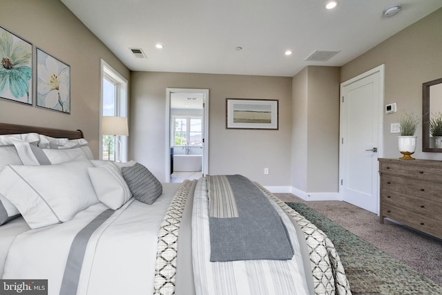 2418 Taney Rd, Baltimore, MD 21209 - bedroom featuring carpet, recessed lighting, baseboards, and ensuite bath