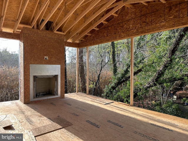 view of patio featuring an outdoor fireplace