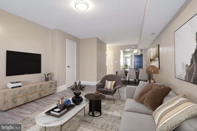 living room featuring light hardwood / wood-style flooring