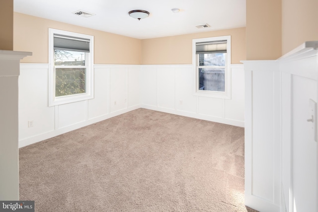 spare room with light colored carpet and a wealth of natural light