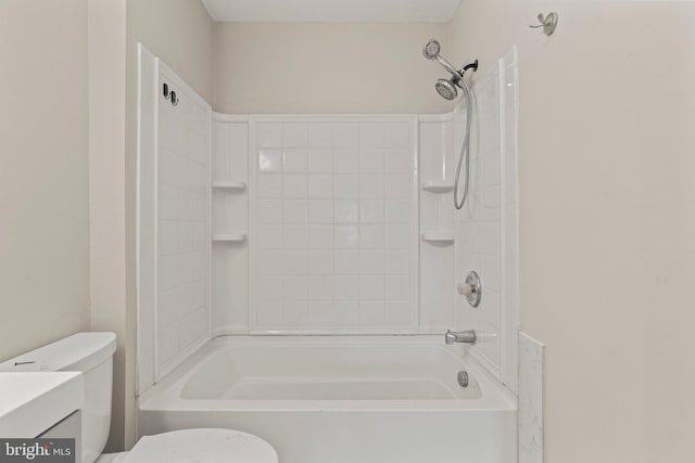 full bathroom with shower / washtub combination, vanity, and toilet