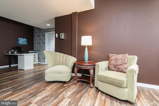 living area featuring wood-type flooring