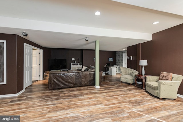 living room with light hardwood / wood-style floors